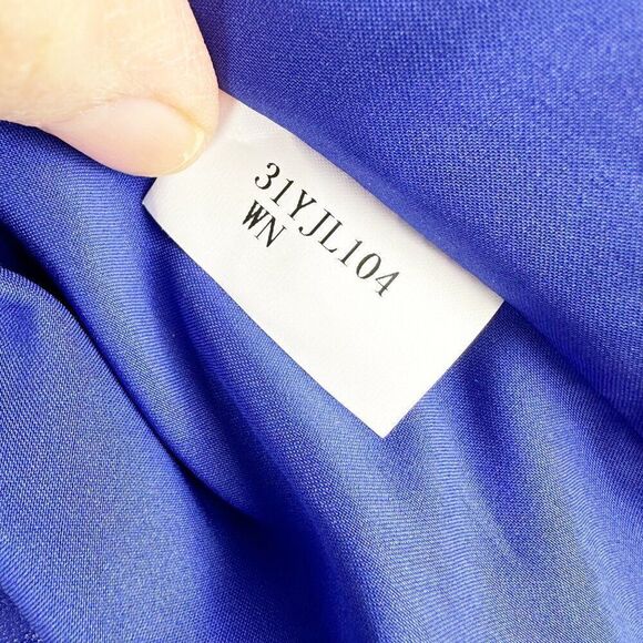 Catherine Malandrino Yellow Label Blue Lambskin & Rayon Cropped Moto Jacket Sz 2 - Picture 7 of 8